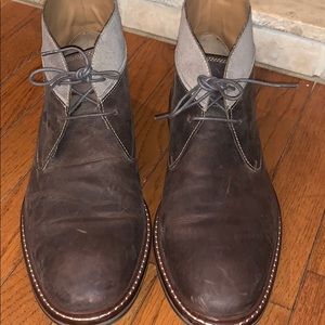 Brown and Grey Leather Bootie